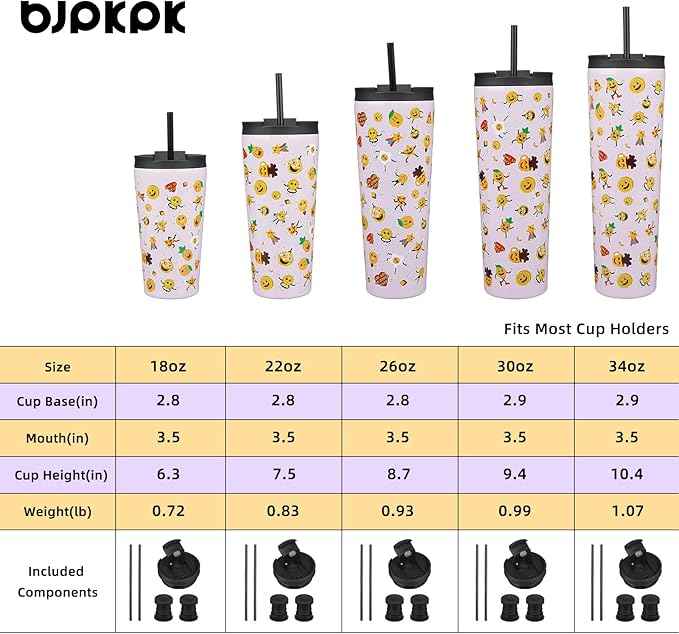 BJPKPK 18oz Tumbler With lid And Straw Stainless Steel Travel Coffee Mug Insulated Tumblers Cups,Hawaii Fruits Purple