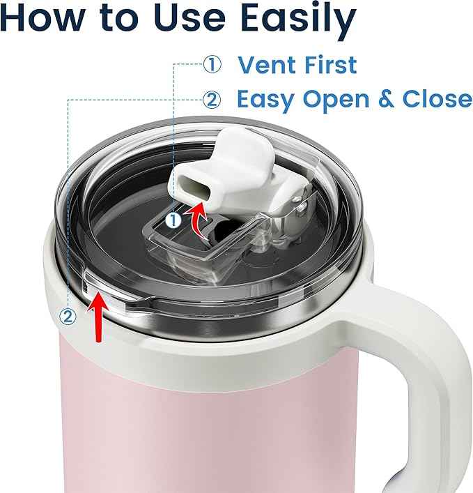 For Iced Coffee & Smoothies – Never Drink from a Moldy Lid Again: 20oz Hygienic Tumbler, 100% Leakproof Lid & Removable Foldable Spout. Reinforced Base, Fits Cup Holders - Pink Sand