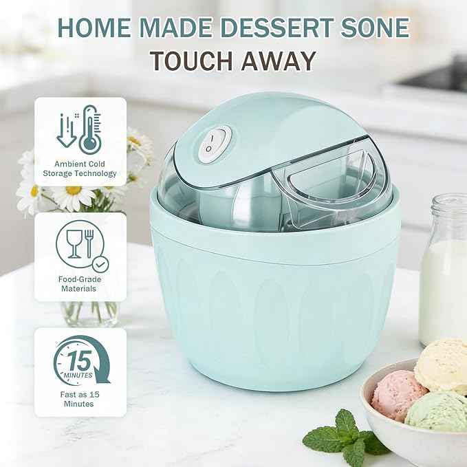 Mini ice Cream Maker, 2026 New DIY Mini Ice Cream Maker,One-Touch Dessert Maker, Single Serving of Gelato, Frozen Yogurt, Compact Electric Makers for Kitchen, Just 15 Minutes