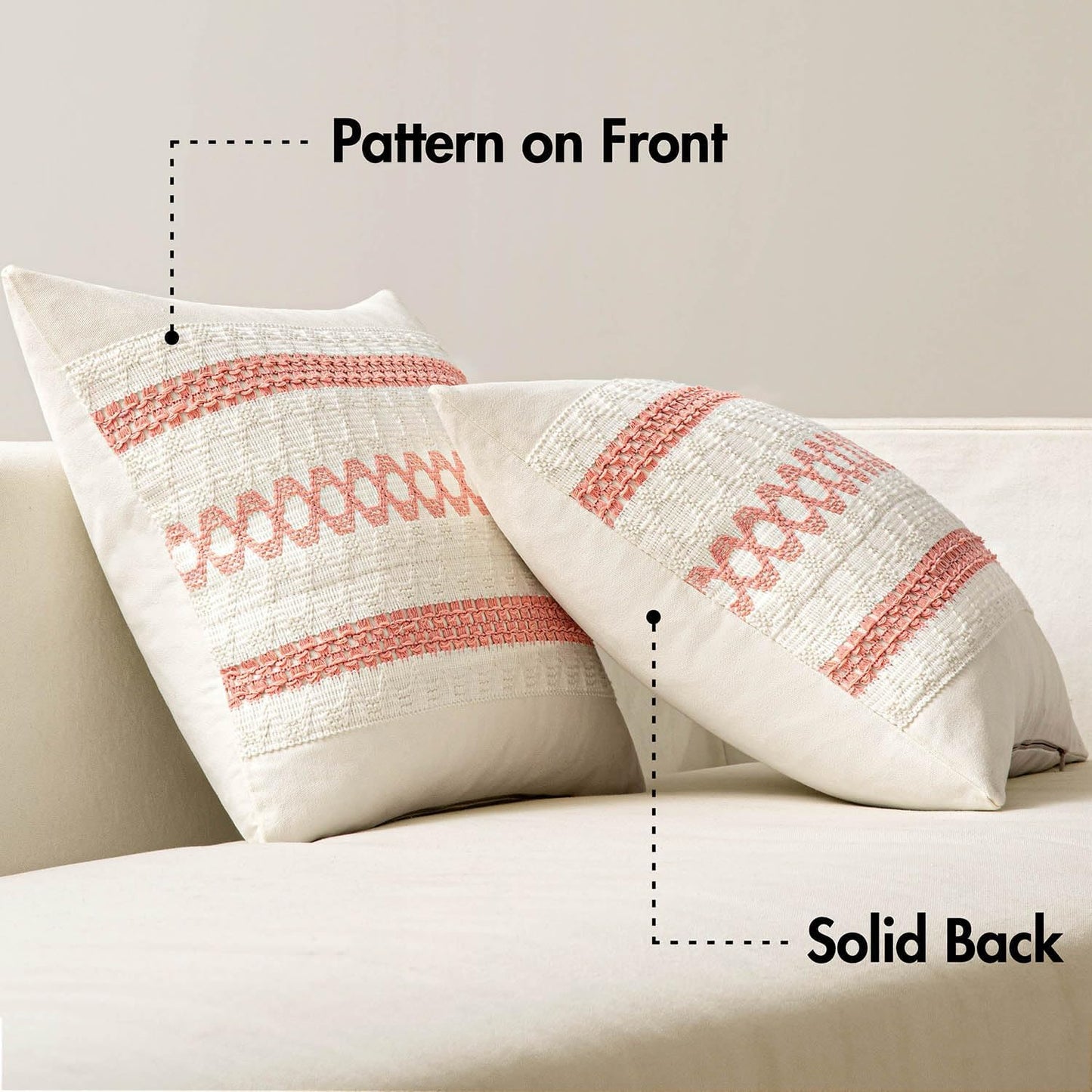 MIULEE Set of 2 Coral Red Boho Decorative Pillow Covers 20x20 Inch Farmhouse Rustic Couch Throw Pillows Modern Summer Cotton Cushion Covers Retro Cute Macrame Woven Home Decor for Bed Sofa Chair