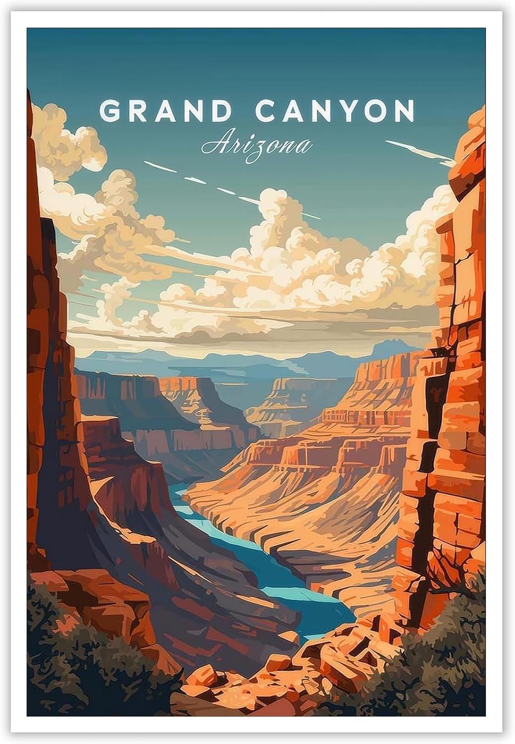 Viokalt Vintage Arizona Scenery Wall Art Funky Usa City Landscape Canvas Posters Funky North America Grand Canyon Travel Prints Painting For Living Room Bedroom Wall Decor 8x12in Unframed