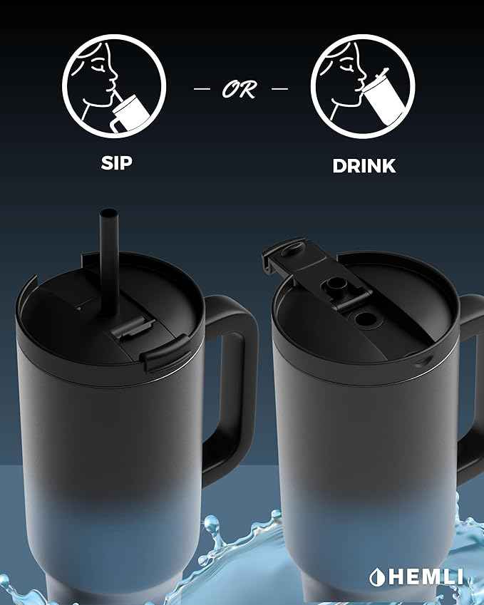 40 Oz Tumbler with Handle and Straw, Insulated Stainless Steel Tumbler with Leakproof 2-in-1 Lid, Reusable and Portable Water and Coffee Travel Mug, Vacuum Insulated