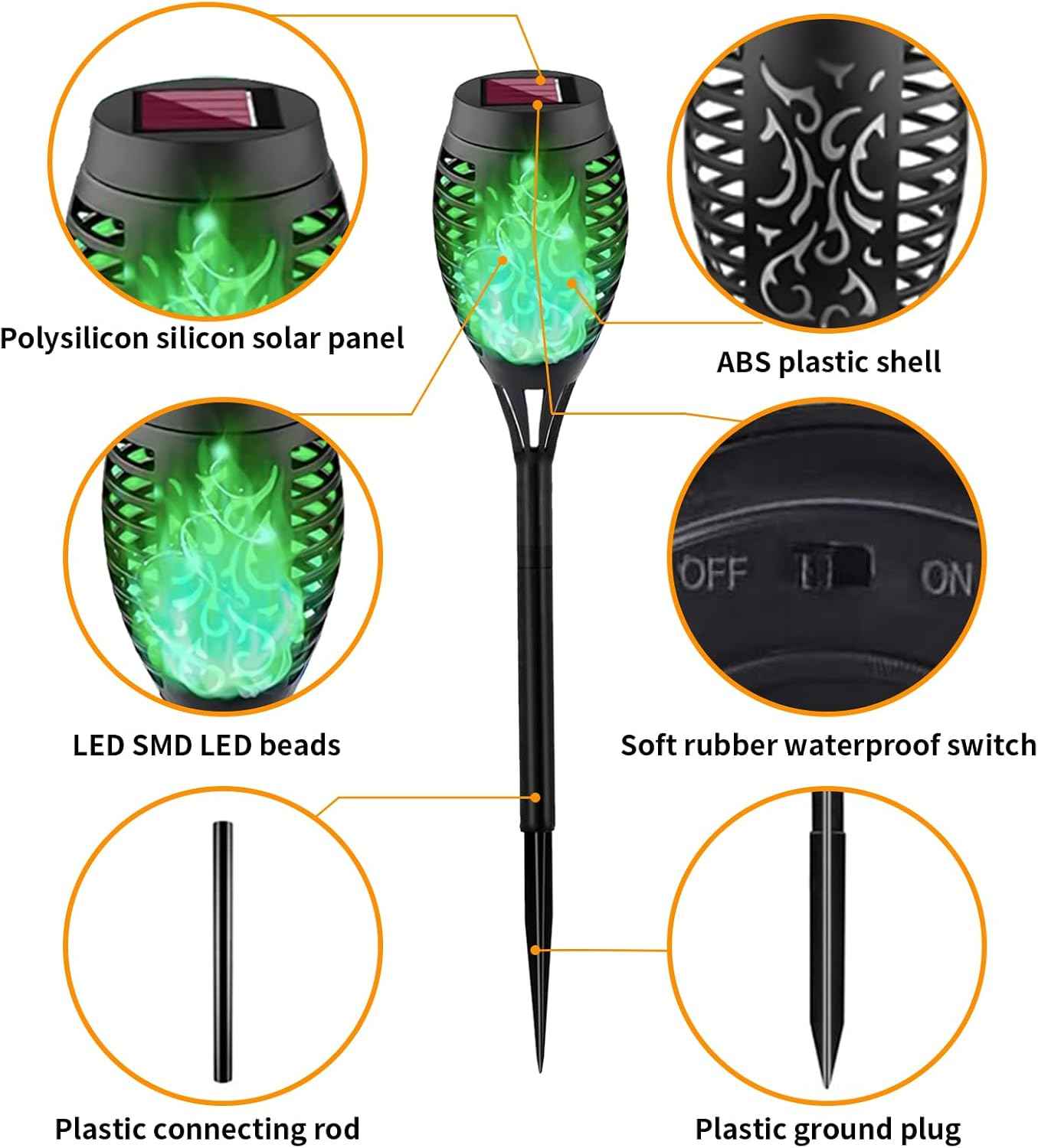Swingers Solar Lights Outdoor,Halloween Solar Torch Lights with Flickering Flame,Waterproof Outdoor Garden Lights for Outside Patio Pathway Yard Decorations(12, Green)