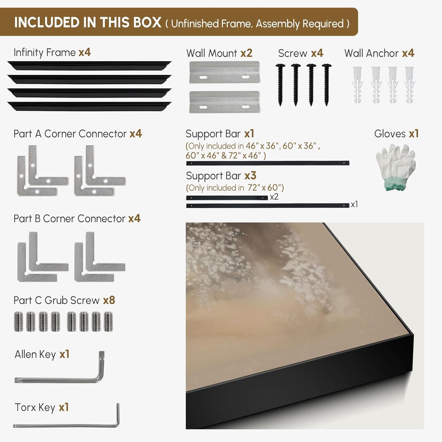 SIGNWIN 30"x60" Extra Large Framed Wall Art Misty Forest in Sepia Tones, Watercolor Woodland Landscape for Home Living Room Bedroom Decor (Frame Assembly Required)