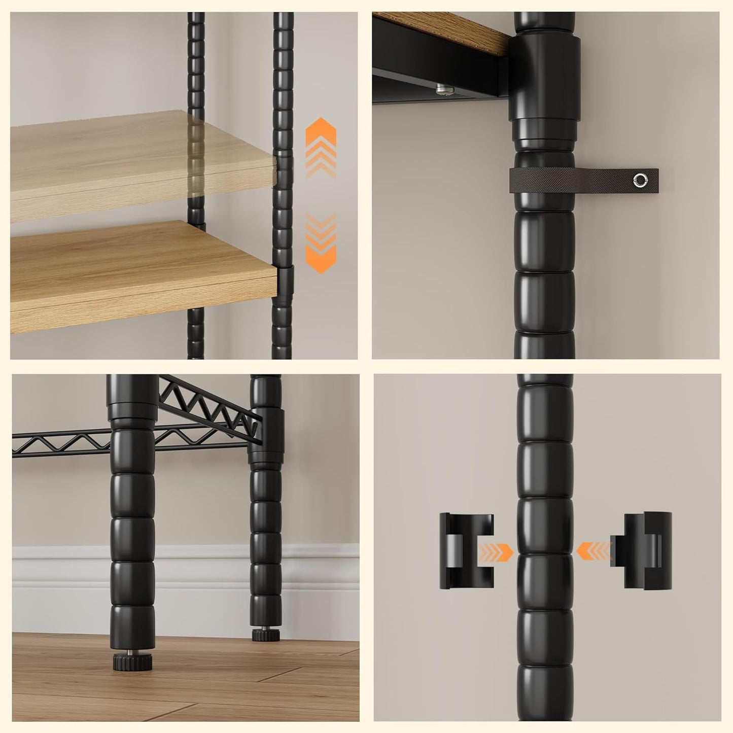 Double Row Over Washer and Dryer Storage Shelves, Laundry Room Organization and Storage, Heavy Duty Laundry Room Shelves, with Adjustable Height, 5-Tier