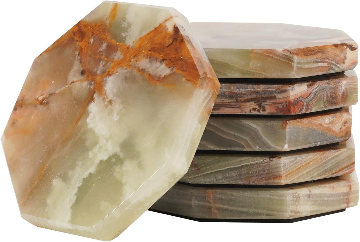 Radicaln Marble Coasters Star 3.5" Inches Green Onyx Handmade Marble Drink Coasters for Home and Kitchen, Drink Coaster Set of 6, Ideal Coaster for Drink