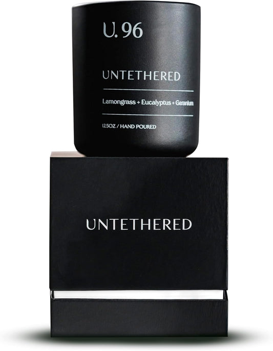 U.96 Luxury Scented Candle – Lemongrass, Eucalyptus & Amber | Hand-Poured in USA w/ 100% Natural Coconut & Apricot Wax | Double Wick, Long-Lasting Aromatherapy Candle for Home, Gift, & Rest (12.5 oz)