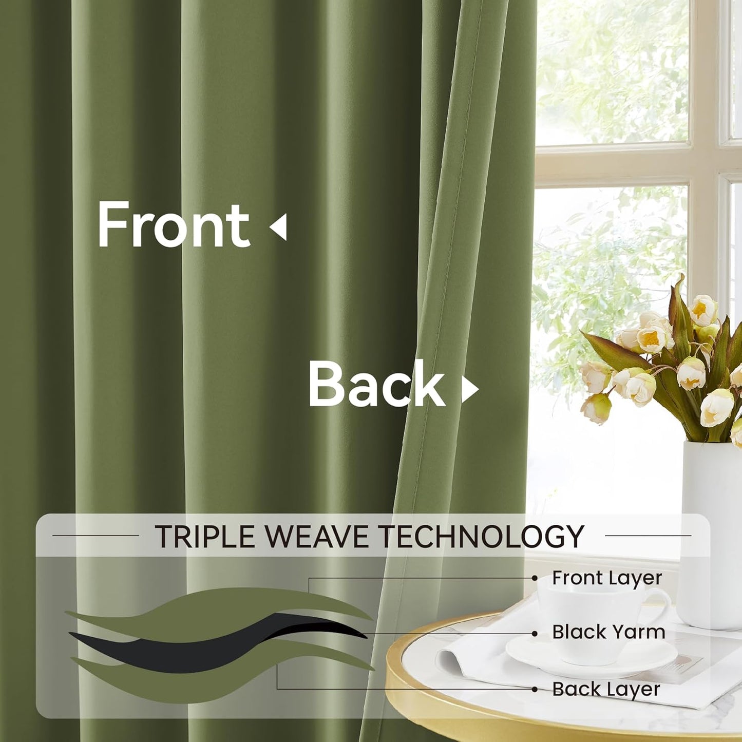 KangBang Sage Green Pinch Pleated Curtains 84 Inches Long for Bedroom, Room Darkening Energy Saving Elegant Pinch Pleat Drapes for Living Room Kitchen with Hooks,40x84 Inch, 2 Panels
