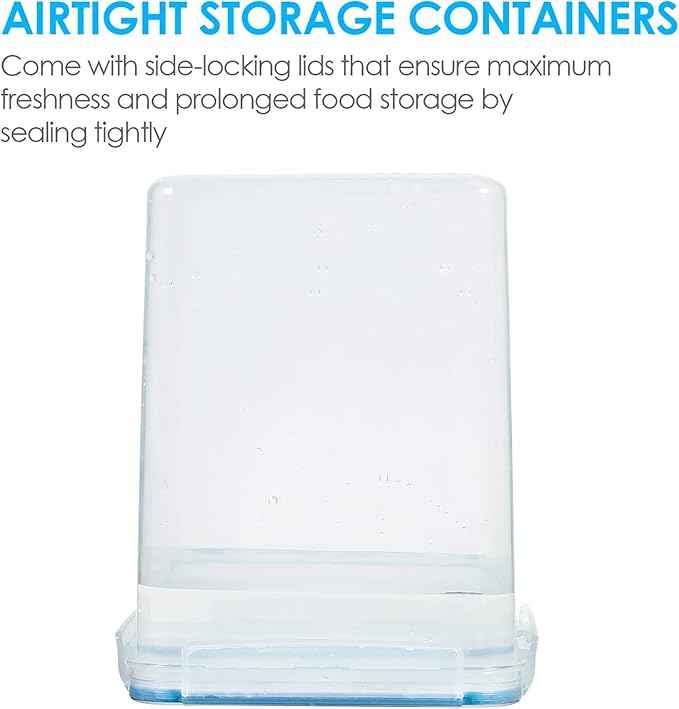 Vtopmart Large Food Storage Containers 5.2L / 175oz, 4 Pieces BPA Free Plastic Airtight Canisters for Flour, Sugar, Baking Supplies, Rice with Lids, 4 Measuring Cups and 24 Labels, Blue