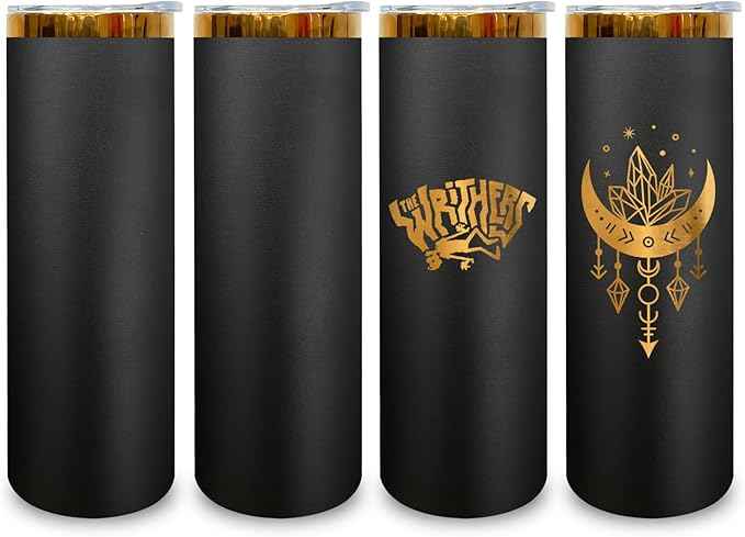 20 oz Skinny Tumblers Stainless Steel Tumbler with Lid and Straw Double Wall Vacuum Insulated Coffee Mug 20oz Powder Coated Cup for Hot and Cold Drinks(Black,4 pack)