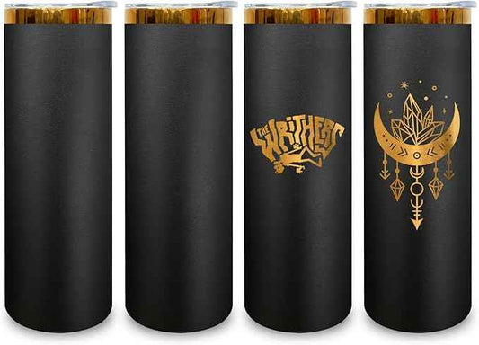 20 oz Skinny Tumblers Stainless Steel Tumbler with Lid and Straw Double Wall Vacuum Insulated Coffee Mug 20oz Powder Coated Cup for Hot and Cold Drinks(Black,4 pack)