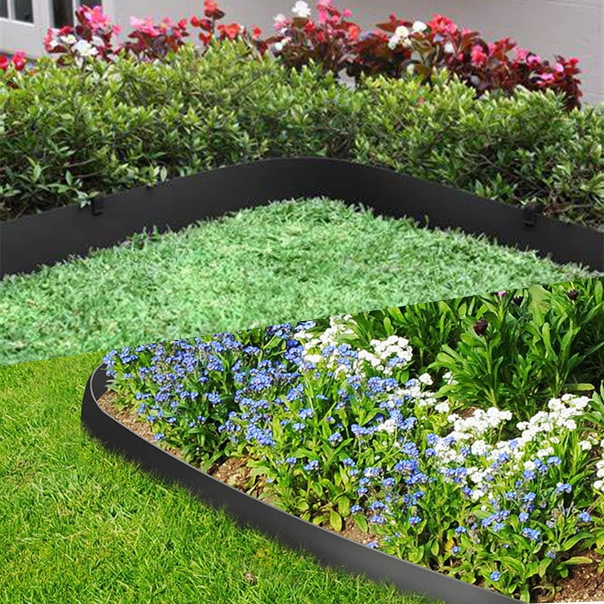 Landscape Edging Border, 5 inch Tall Wall, Garden Edging Borde Flower Bed Edging Plastic Edging for Landscaping Rubber Landscaping Edging (33 feet & no Stakes)