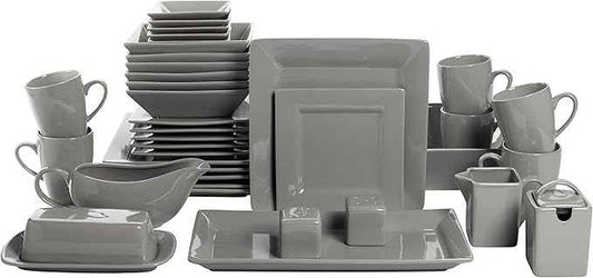 10 Strawberry Street Nova Square 40 pc Dinnerware Set, Gray