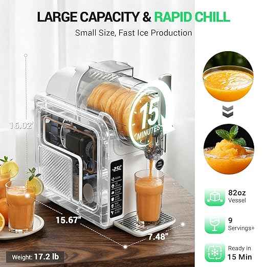 WETIE Slushie Machine, 82oz Slushy Machine for Home with Adjustable Temperature, LED Display, 6 Presets Frozen Drink Maker for Ice Cream, Smoothie, Frappés, Margarita, Milkshake, Auto-Clean