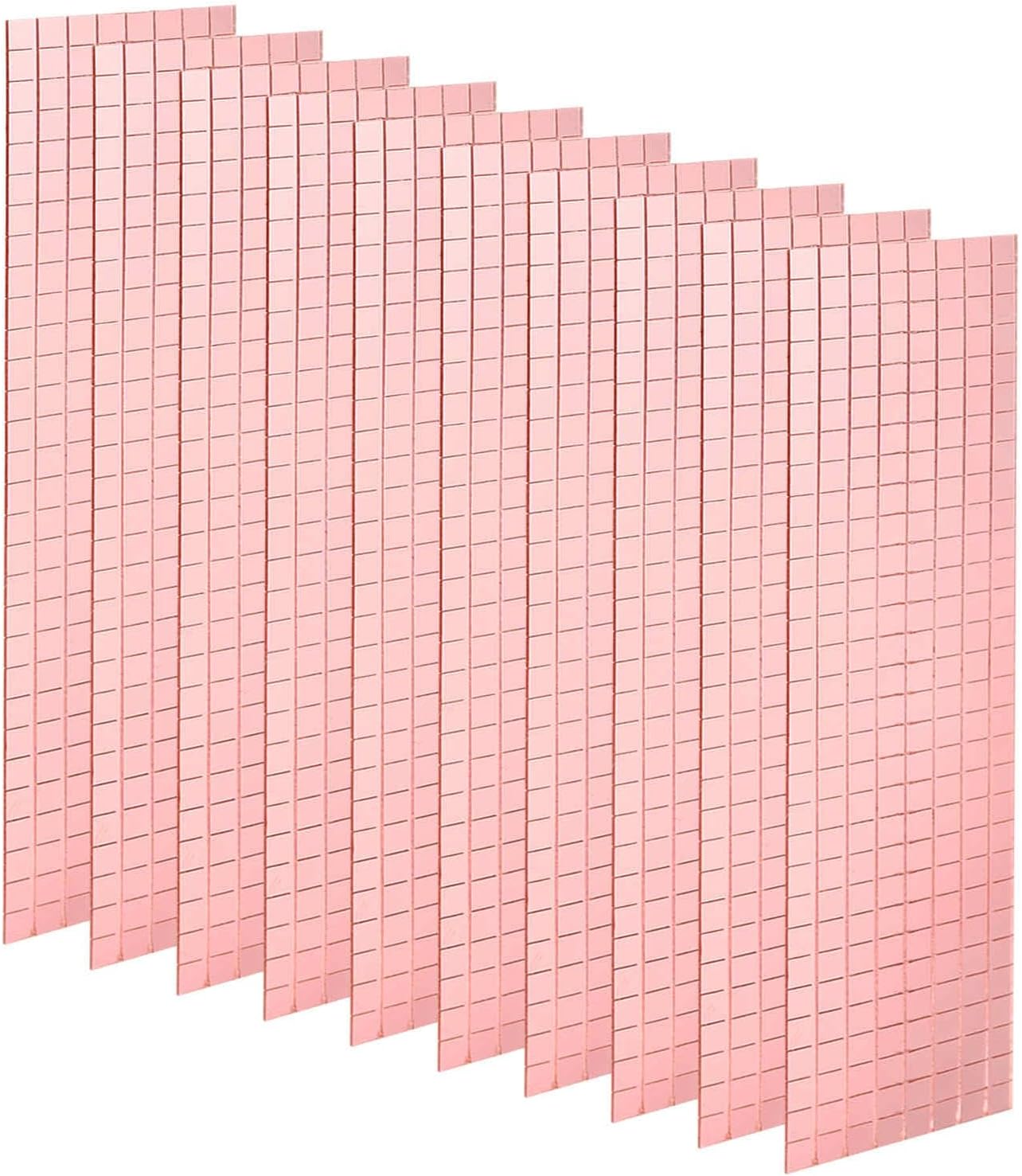 HARFINGTON 10 Sheet 4800 Pieces Self Adhesive Mirror Mosaic Tiles 5x5mm Small Square Mirror Tiles Sticker Disco Ball Stickers Mini Glass Tiles for DIY Craft Party Home Decoration, Rose Gold