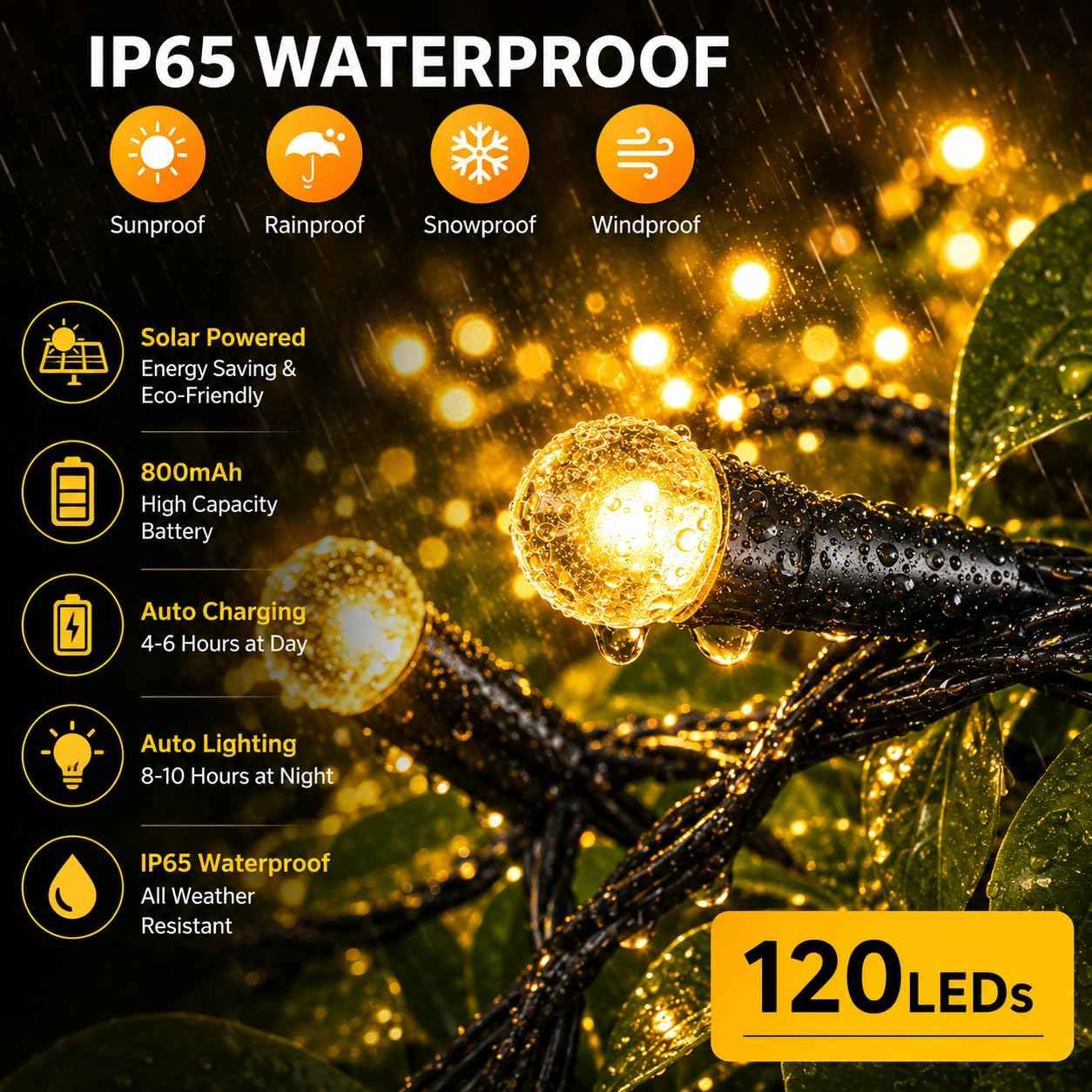 4Pack Solar String Lights Outdoor Waterproof Brightness 480LEDs Powered Total 191Ft Fairy Light 8 Modes Green Wire Lamps for for Christmas Tree Outside Garden Yard Xmas Decor(Warm White)