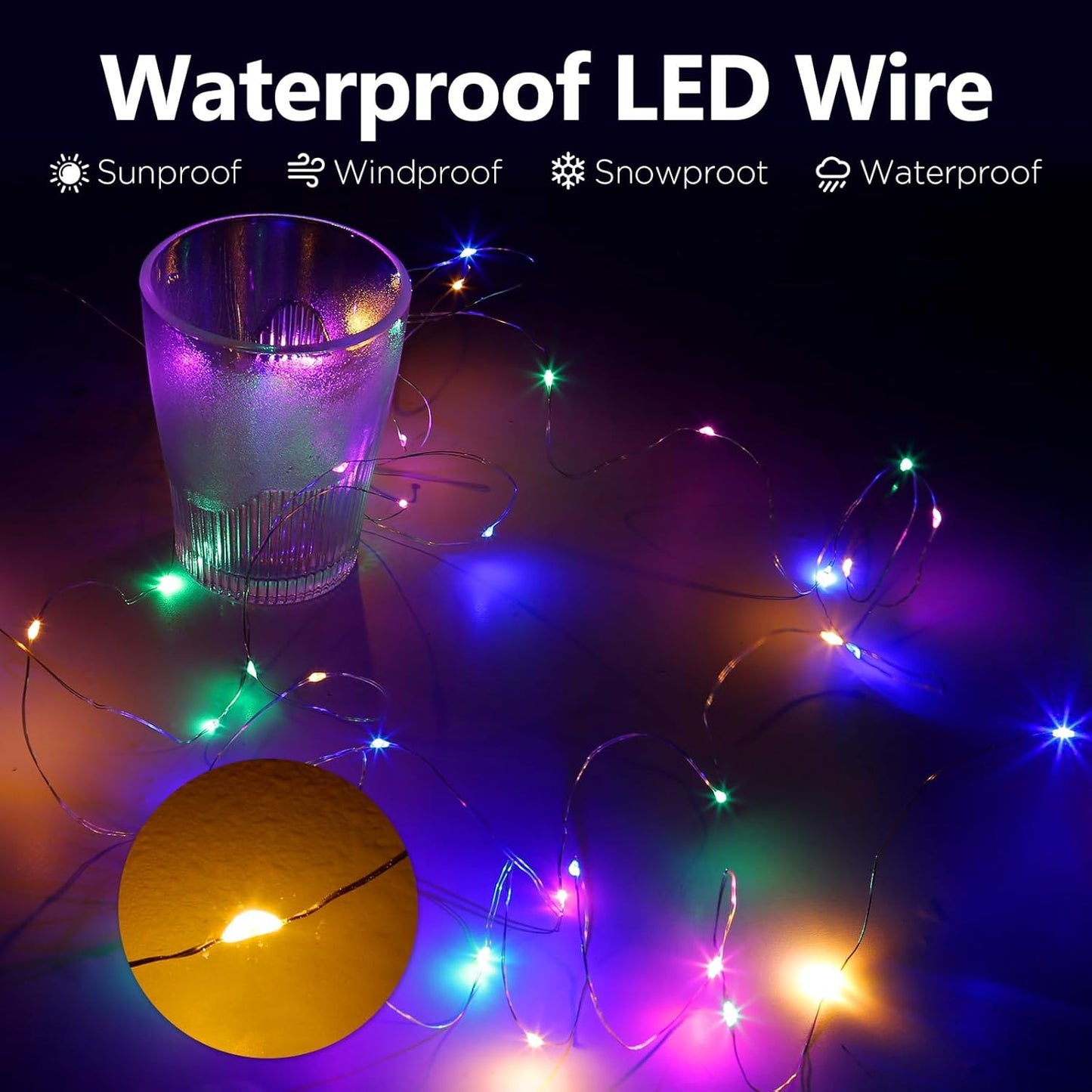 Fairy Lights Battery Operated String Lights 16.4ft 50LED Flashing and Constant Light Waterproof Silver Wire for Christmas DIY Party Bedroom Wedding (Multicolor, 8 Pack)