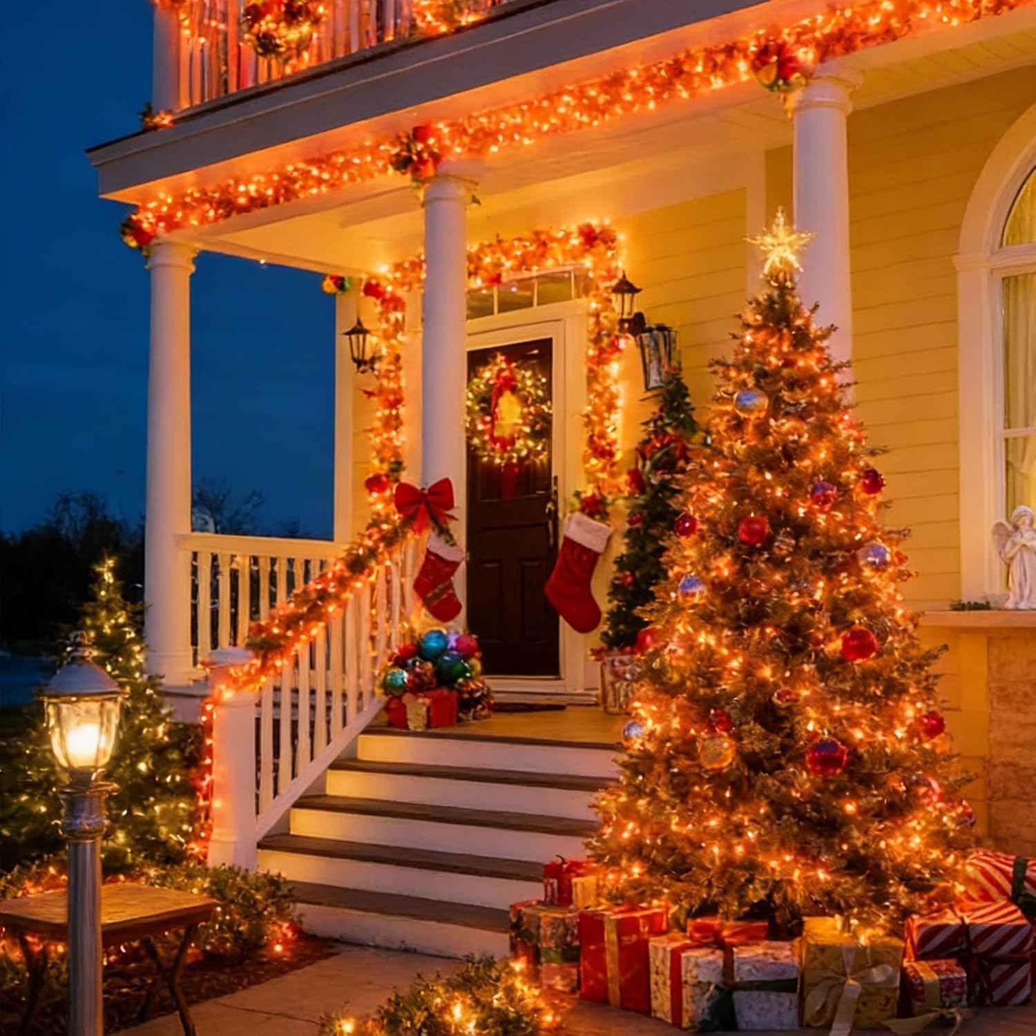 Orange Halloween String Lights Outdoor, Thanksgiving Mini Lights, 32.5FT 100 LED Waterproof Christmas Lights with 16 Lighting Modes for Garden Party Christmas Xmas Tree Lights Autumn Fall Decor