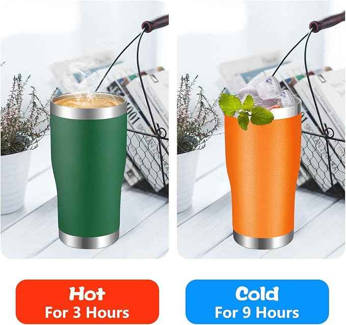 VEGOND 20oz Tumbler Stainless Steel Tumbler Cup with Lid And Straw Vacuum Insulated Double Wall Travel Coffee Mug(dark green package 6)