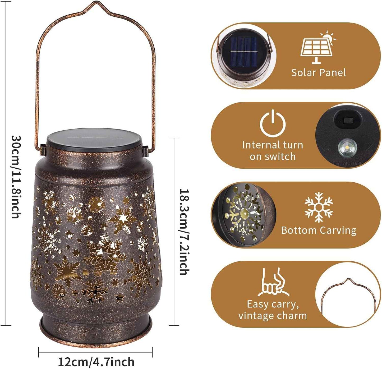 1 PCS Outdoor Lanterns Solar Powered Waterproof Decorative Hanging, Solar Power Lanterns for Outside, Christmas Gifts for Women, Flower Decor for Garden Lawn Backyard Front Porch