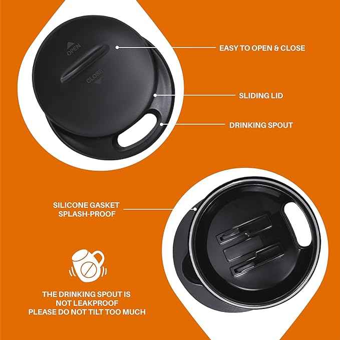 Ideus 16 oz Insulated Coffee Mug with Handle and Lid, Double Wall Stainless Steel Vacuum Thermal Coffee Mug, Travel Coffee Cup Thermal Cup for Home and Office, Orange Tiger