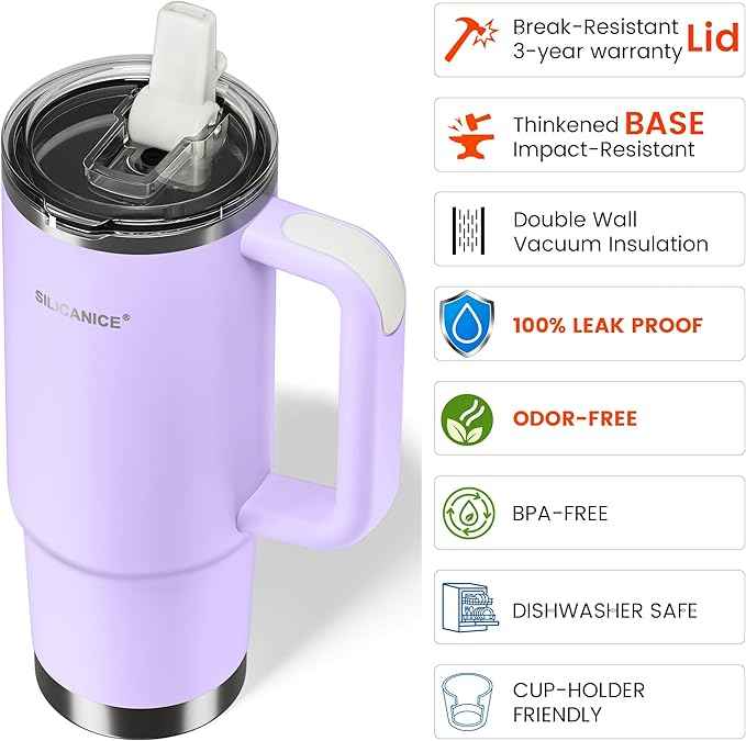 For Travel & Gym – Never Drink from a Moldy Lid Again: 30oz Hygienic Tumbler, 100% Leakproof Lid & Removable Foldable Spout. Reinforced Base, Fits Cup Holders- Lilac
