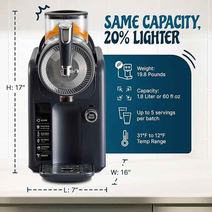 Slushie Machine for Home, No Ice Needed Professional Frozen Drink Maker & Soft-Serve Ice Cream Machine- 1.8 L Capacity Slushy Machine for Margaritas, Daiquiris, Juices, Cocktails, Frappes & More
