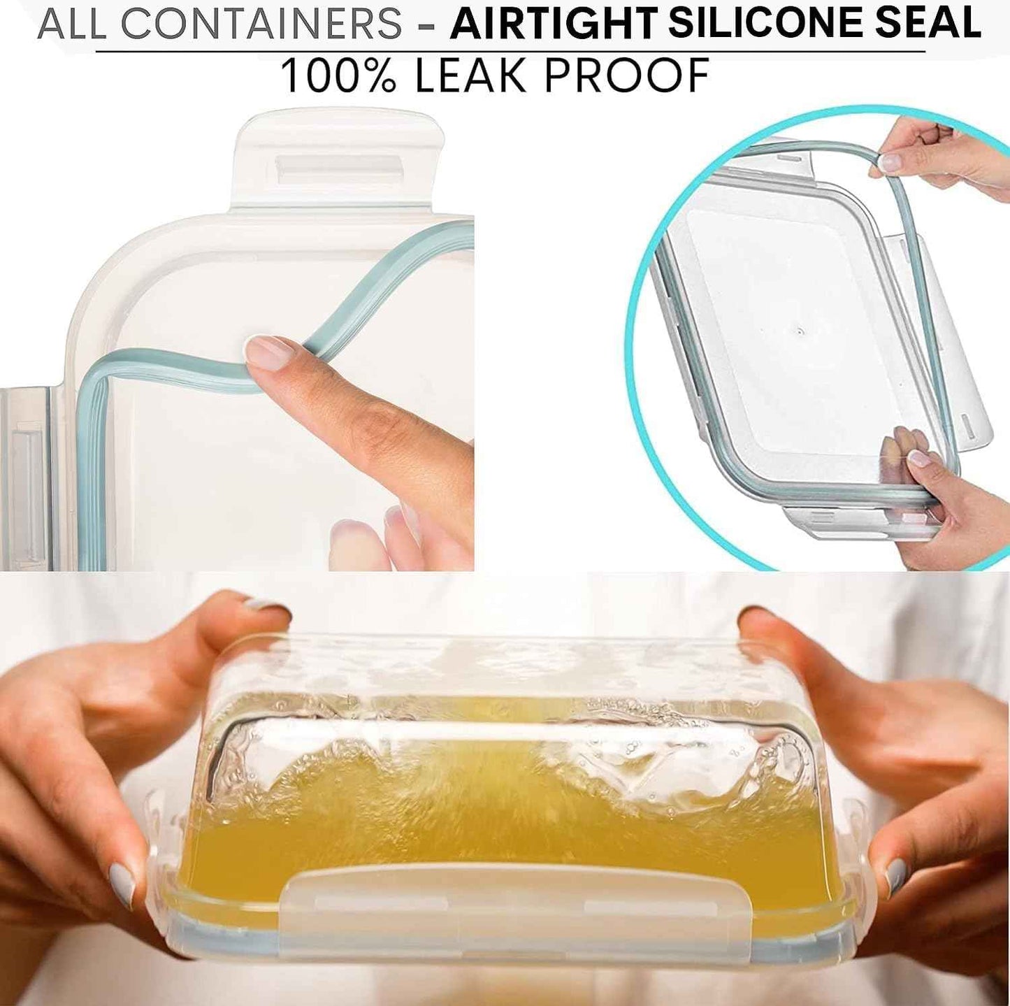 Razab 16 Pc (Set of 8) 30 Oz Glass Meal Prep Containers with Lids, Airtight Large Glass Food Storage Containers, Reusable Leak Proof BPA Free, Freezer to Oven and Dishwasher Safe
