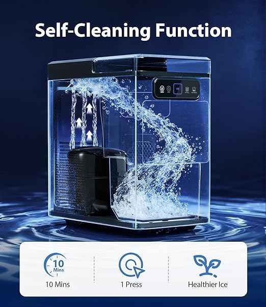 Nugget Ice Maker 40lbs/Day, Countertop Ice Maker Soft Chewable Ice, Ice Makers One-Click & Self-Cleaning, Crushed Pellet Ice Machine with Scoop&Basket for Home/Kitchen/Office, Stainless Silver