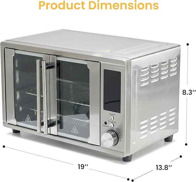Simple Deluxe 29.6QT Dual Door Air Fryer Toaster Oven Combo with Smart Probe, 12-in-1 Smart Air Fryer Oven, 450°F, Stainless Steel