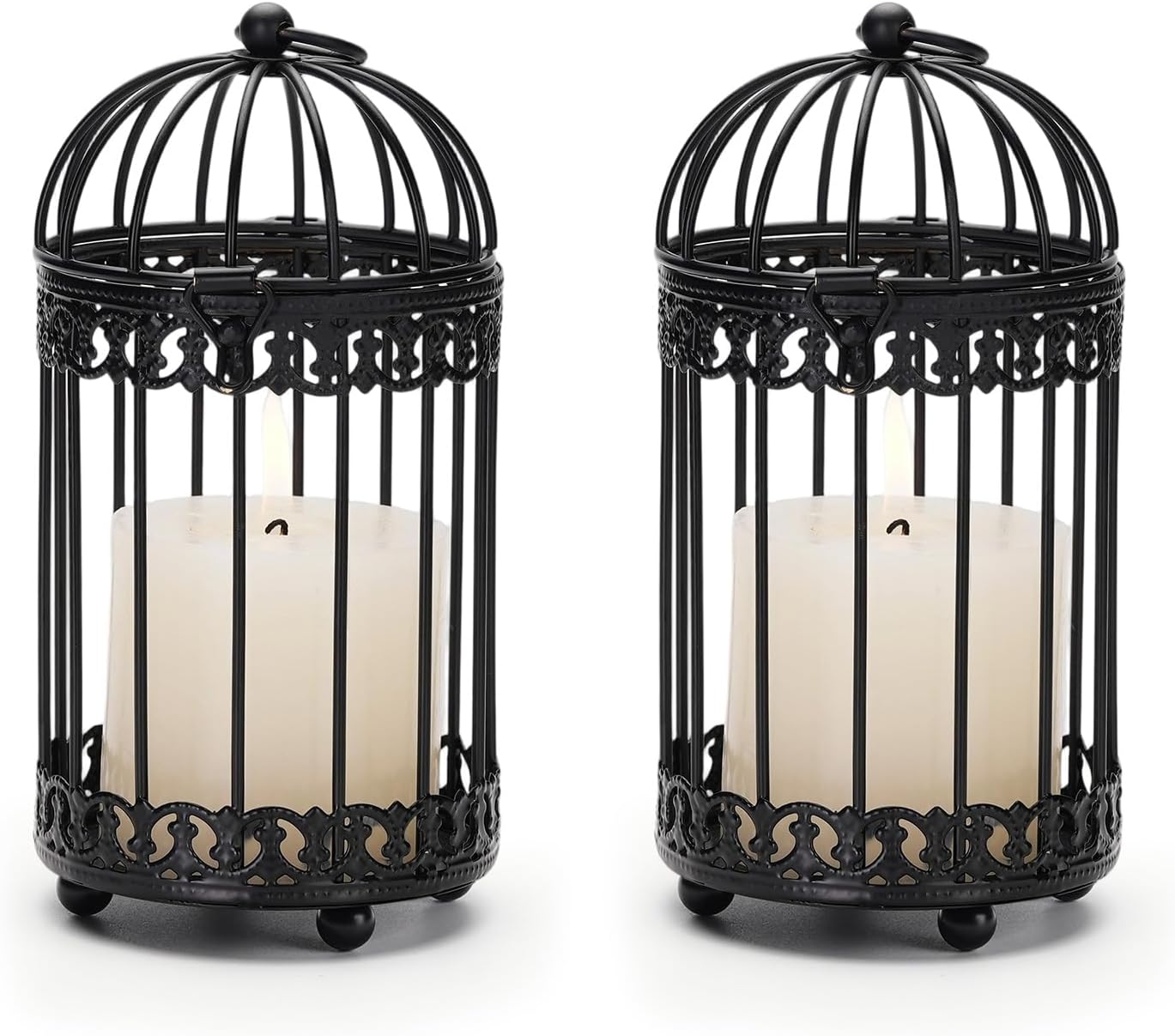 NUPTIO Vintage Bird Cage Decor: Decorative Bird Cage Candle Holder for Table - Hanging Metal Small Birdcage Tealight Votive Holders for Christmas Bridal Shower Centerpiece 6 Inch H