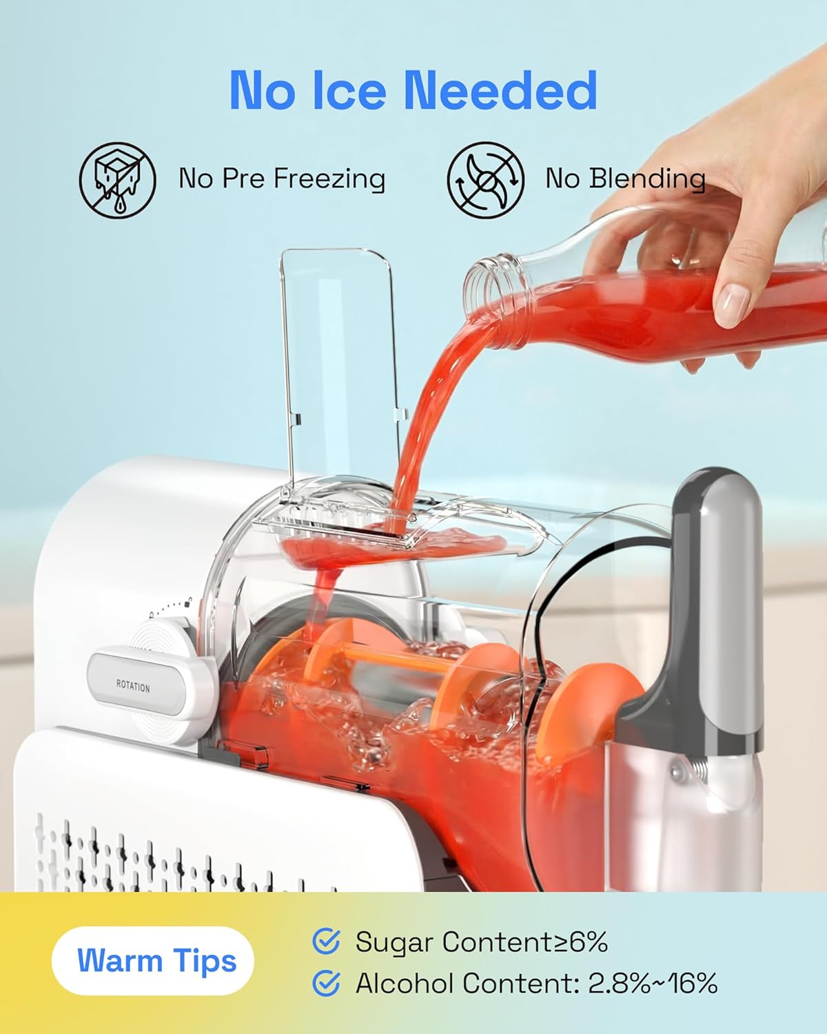 HBN Slushie Machine for Home No Ice Needed, Slushy Machine Frozen Drink Maker 88oz, Self-Cleaning, 6 Presets for Margaritas, Cocktails, Milkshakes and More, Perfect for Family Gathering, Summer Party