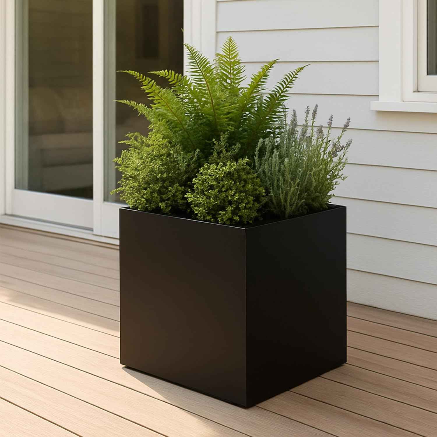 Kozyard Customizable 20'' Cube Metal Planter Box – Personalized Steel Flower Pot for Patio, Garden, Yard, or Indoor Décor