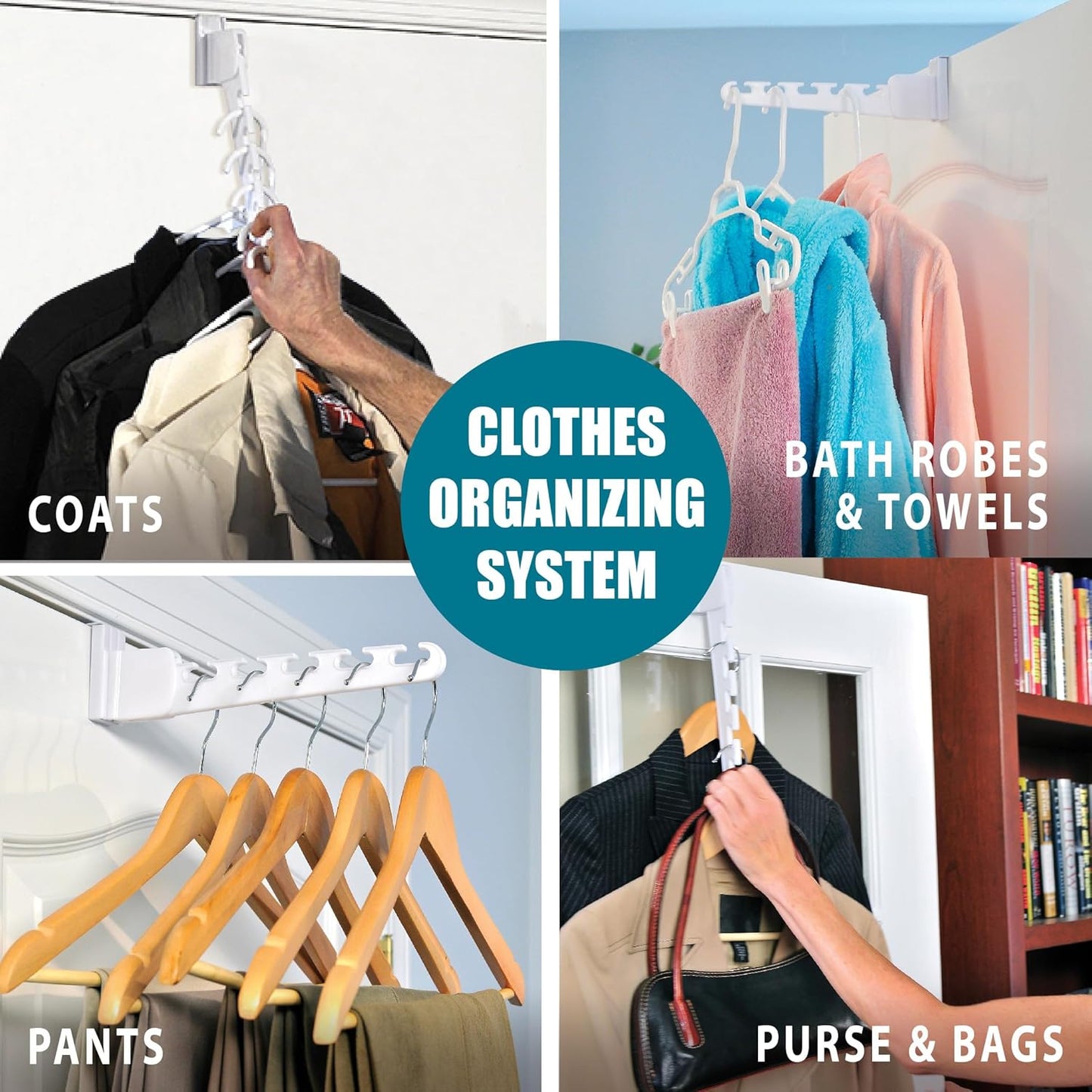 Wonder Hanger Over The Door 2-Pack Organizer for Clothes Hangers, Space-Saving Cascading Hanger Hooks, White - Lumora Casa