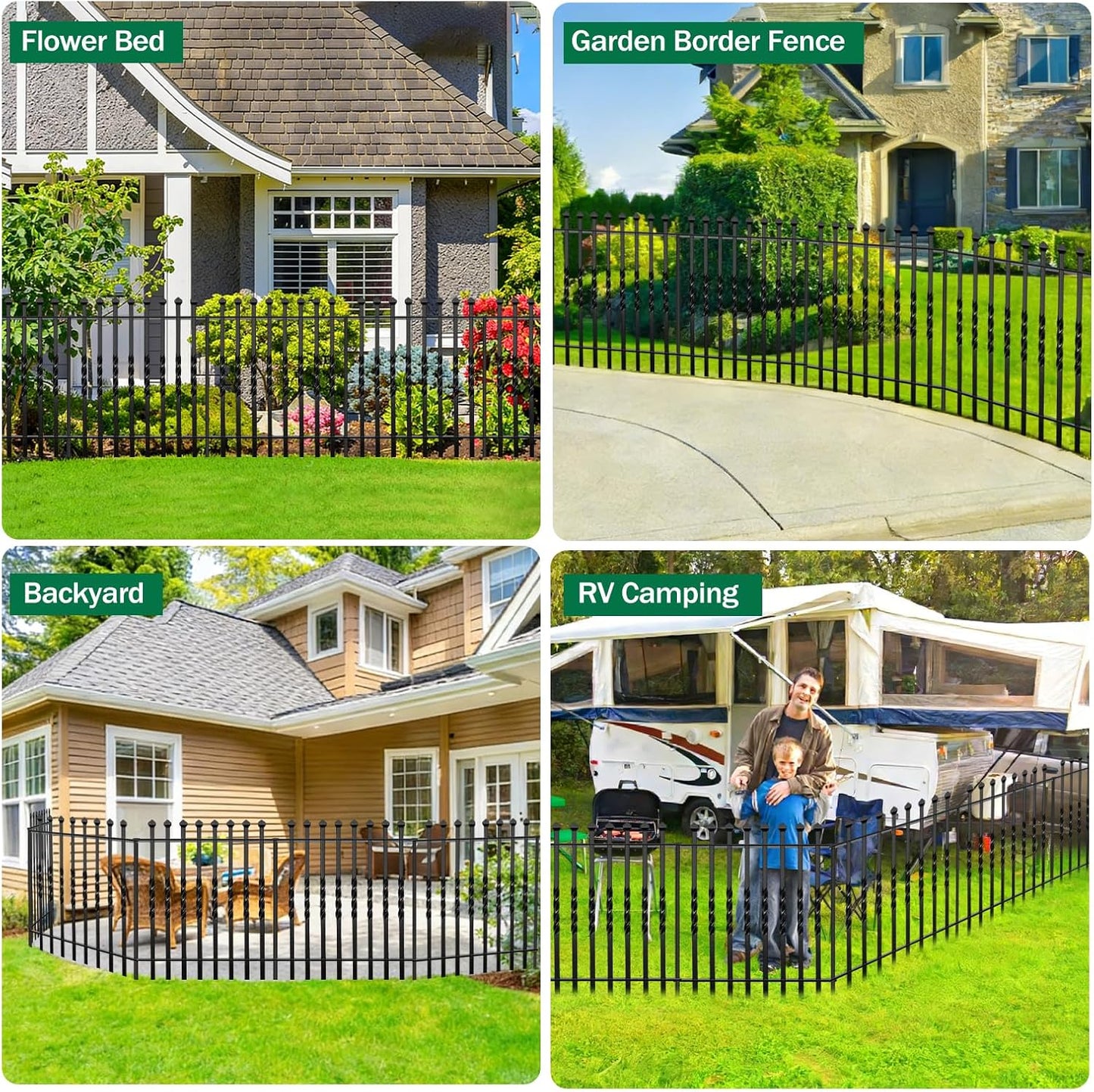 GILPWA 10 Panels Decorative Garden Fence, 32in(H)×24Ft(L) Heavy Duty Twist Outdoor Dog Fence Rustproof Metal Square Tube No Dig Animal Barrier Border Fencing for Temporary Yard Patio Landscape