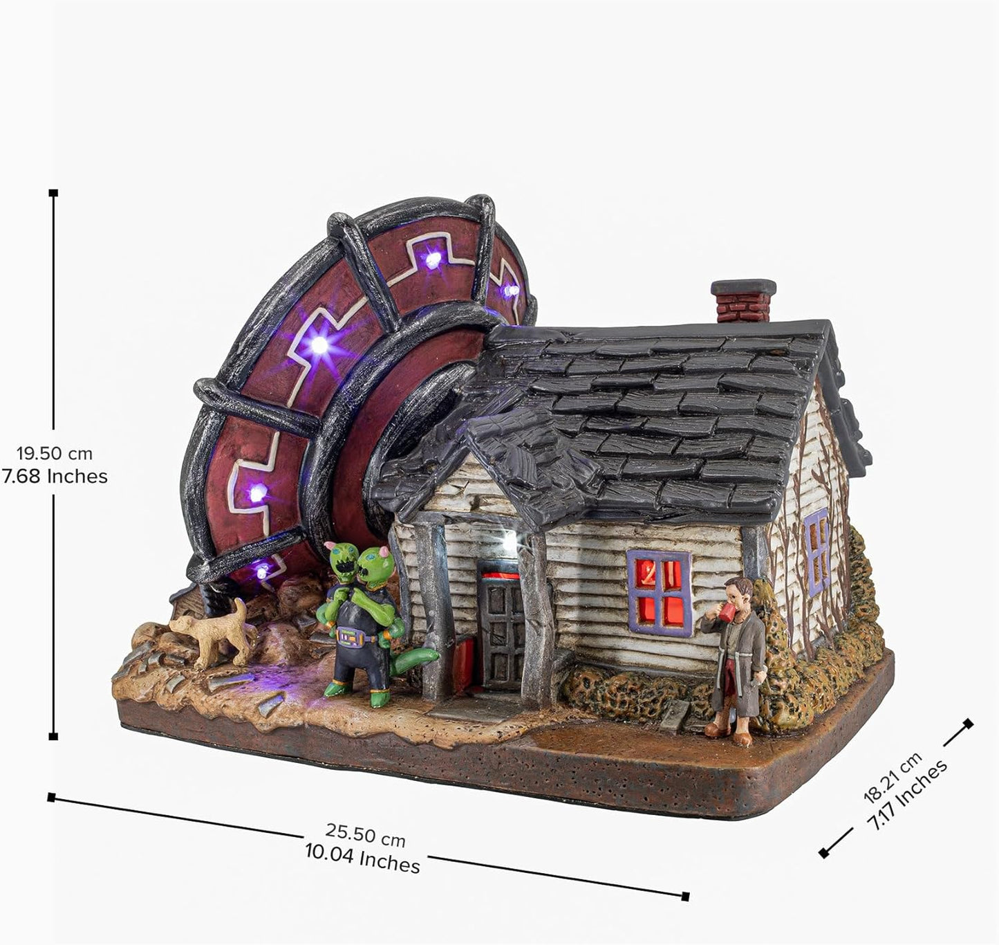 No Landing Zone Alien Theme Spooky Halloween Village Multi-Color LED Lights 10" x 7" x 7.5"