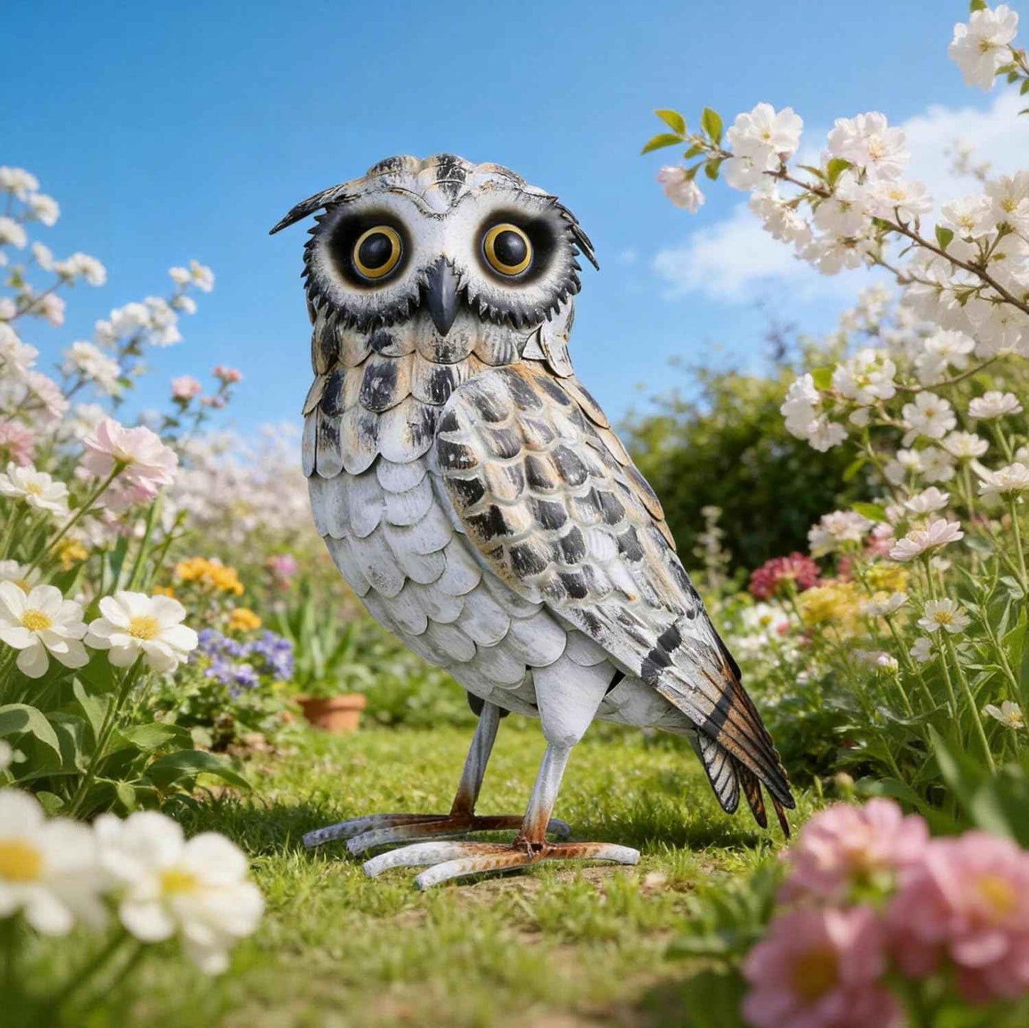 Shorayn Metal Owl Decor Garden Statue Outdoor Sculpture Yard Art for Patio Lawn Backyard Home Decoration Great Gifts