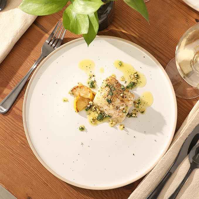 Gibson Elite Humphrey Lane 12 Piece (Service for 4) Plates and Bowls Reactive Glaze Dishes Stoneware Ceramic Dinnerware Set - White