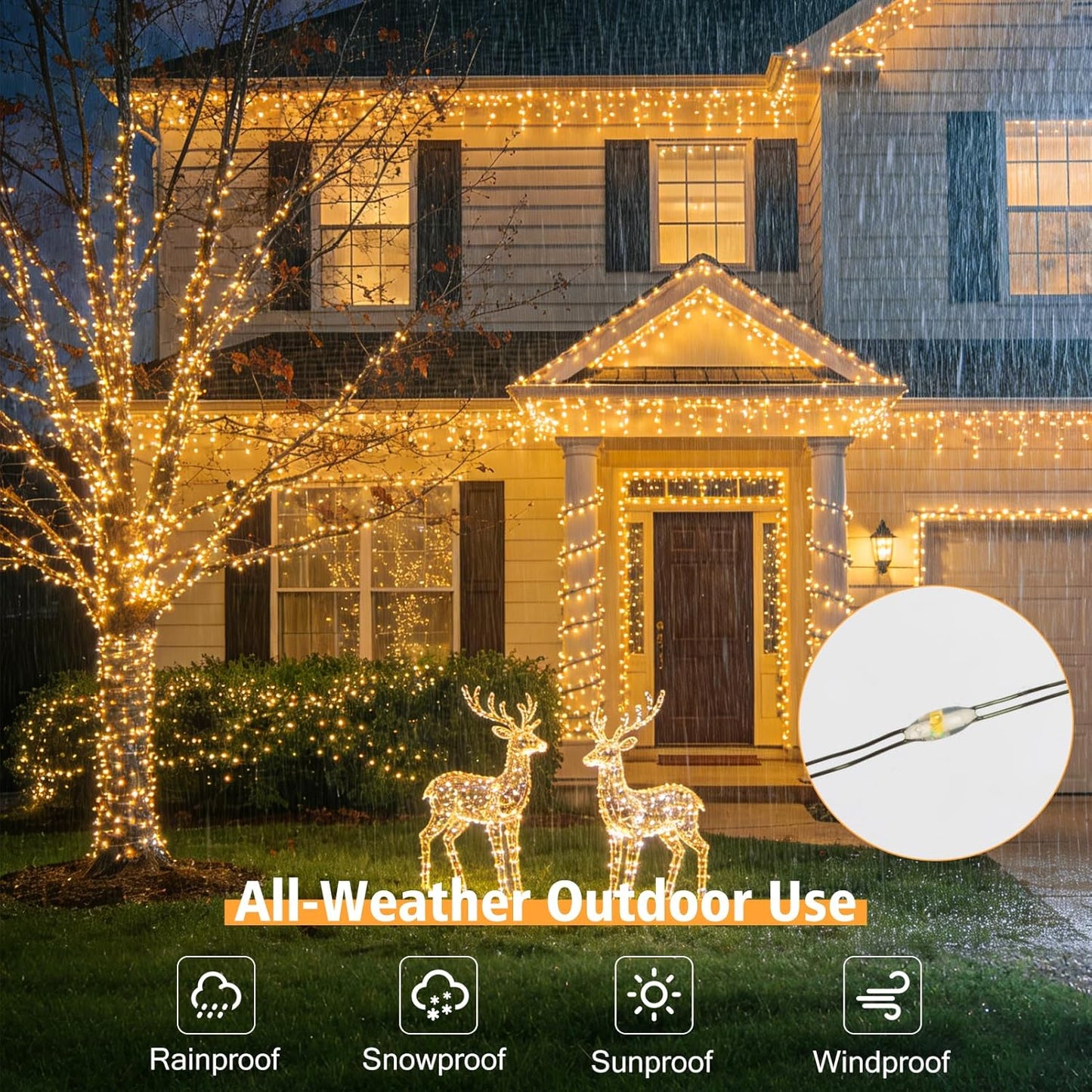 4 Pack Solar Fairy Lights Outdoor, 131ft 400 LED Solar String Lights Outdoor Waterproof with 8 Modes, Green Wire Twinkle Lights for Outside Christmas Garden Party Decorations (Warm White)