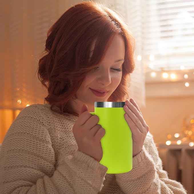 DOMICARE 24oz Mug with Handle and Lid, Stainless Steel Coffee Mug, Travel Mug with Handle, Double Wall Vacuum Coffee Tumbler, Reusable Insulated Cup, Light Green, Pack 4