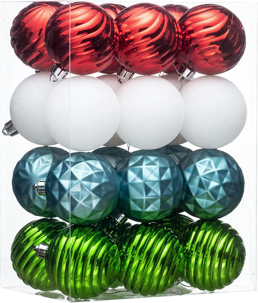 Valery Madelyn Christmas Ornaments Tree Decorations Set for Fall Halloween, 24ct Colorful Shatterproof Ball Ornaments, 2.36" Hanging Ornament Bulk for Xmas Holiday Party Decor