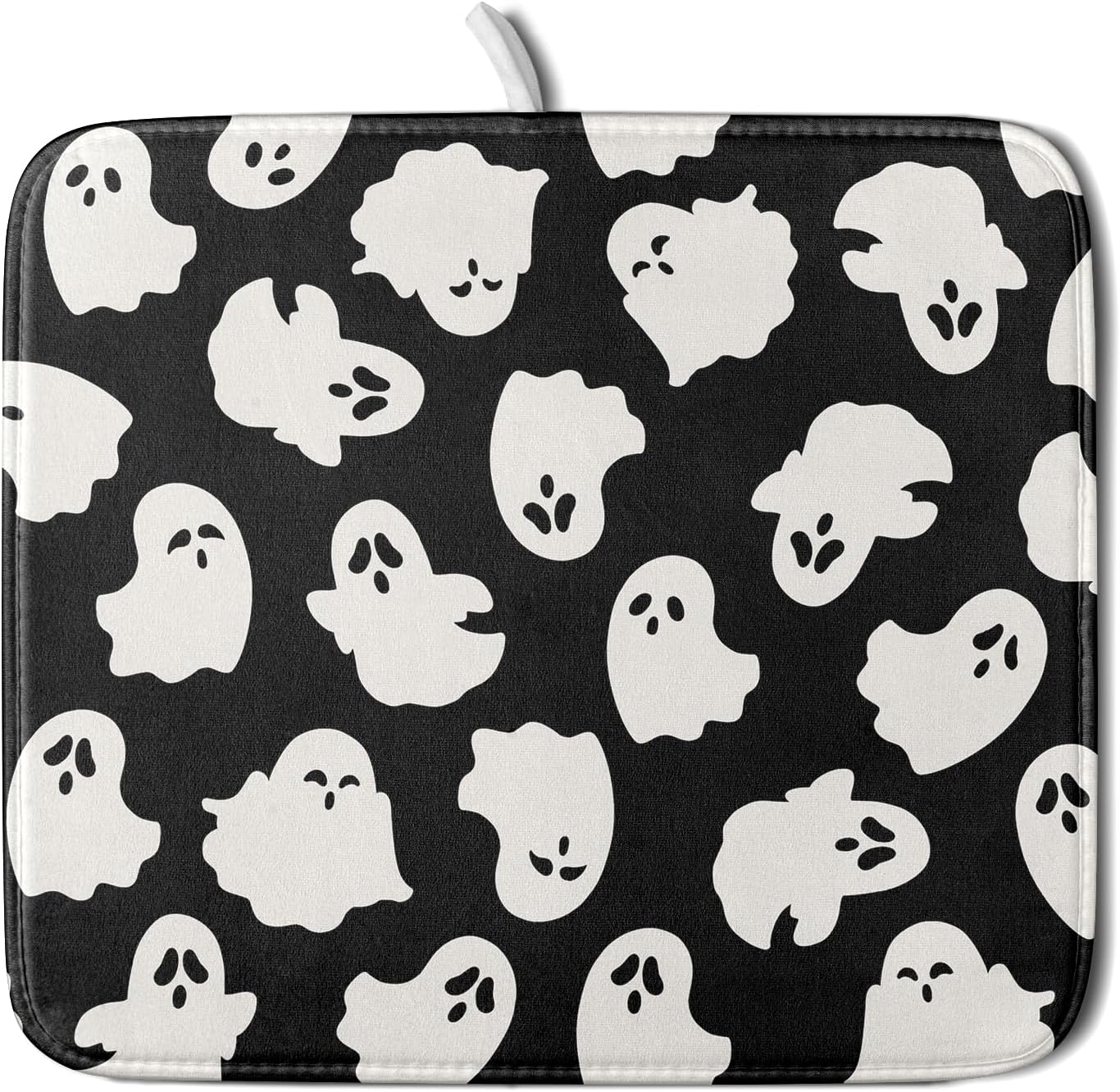 Halloween Dish Drying Mat for Kitchen Counter Cute Ghost Holiday Super Absorbent Reversible Microfiber Kitchen Countertop Protector Dishes Pad Small 16x18 inch