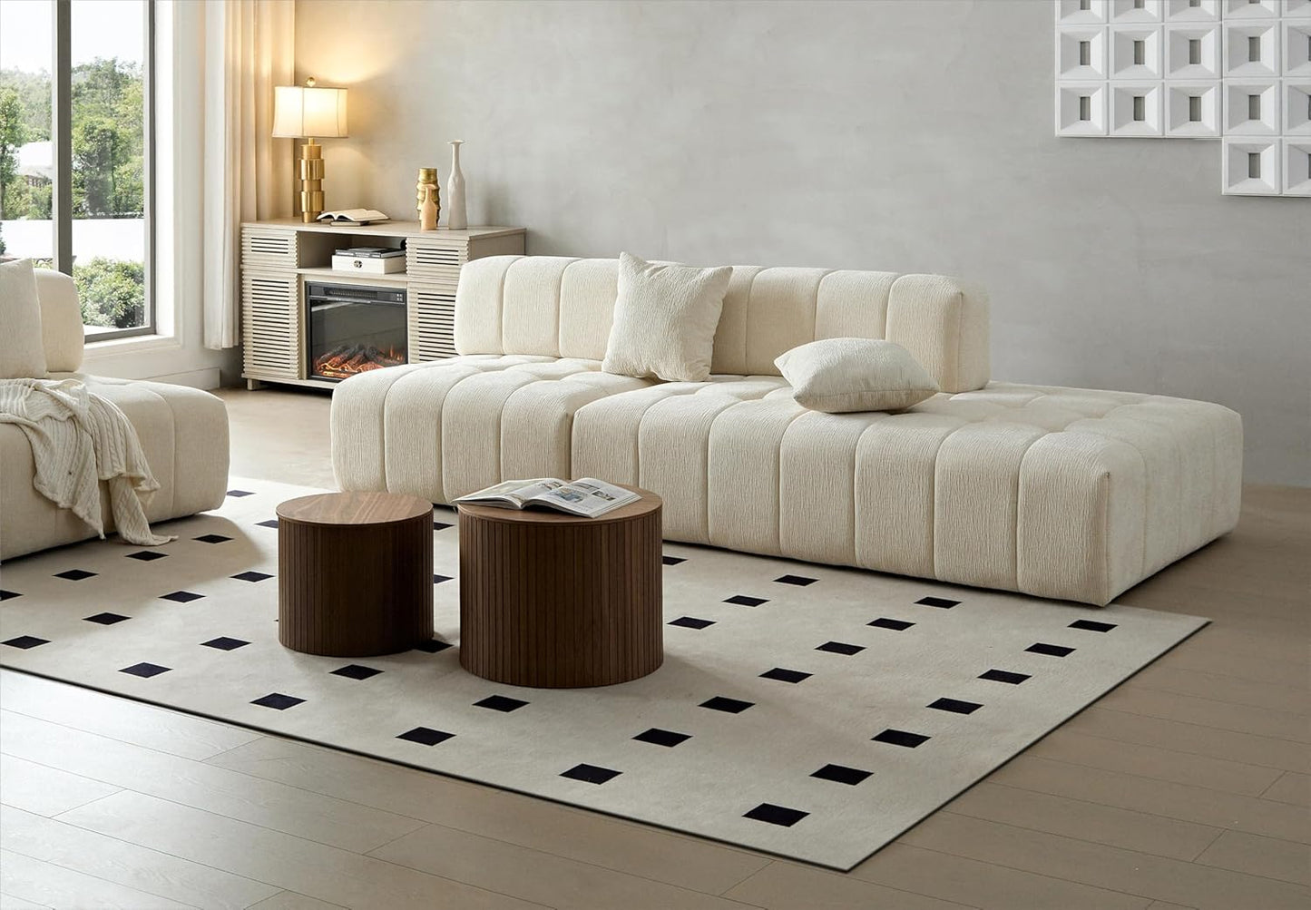 Nesting Coffee Table Set of 2,Modern Round Wooden Coffee Tables with Storage,Luxury Side Table Accent End Table for Small Space Living Room Apartment