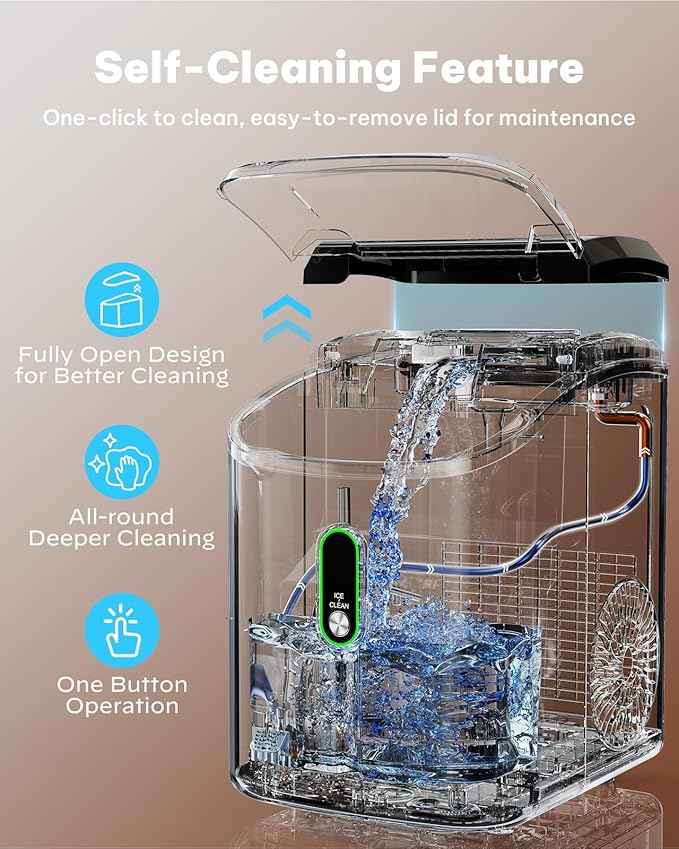 Silonn Nugget Ice Maker Countertop, Pellet Ice Machine with Self-Cleaning Function, Sonic Ice Maker Produces 33lbs of Chewable Ice in 24 Hours, Ideal for Home Kitchen and Office (Stainless Steel)