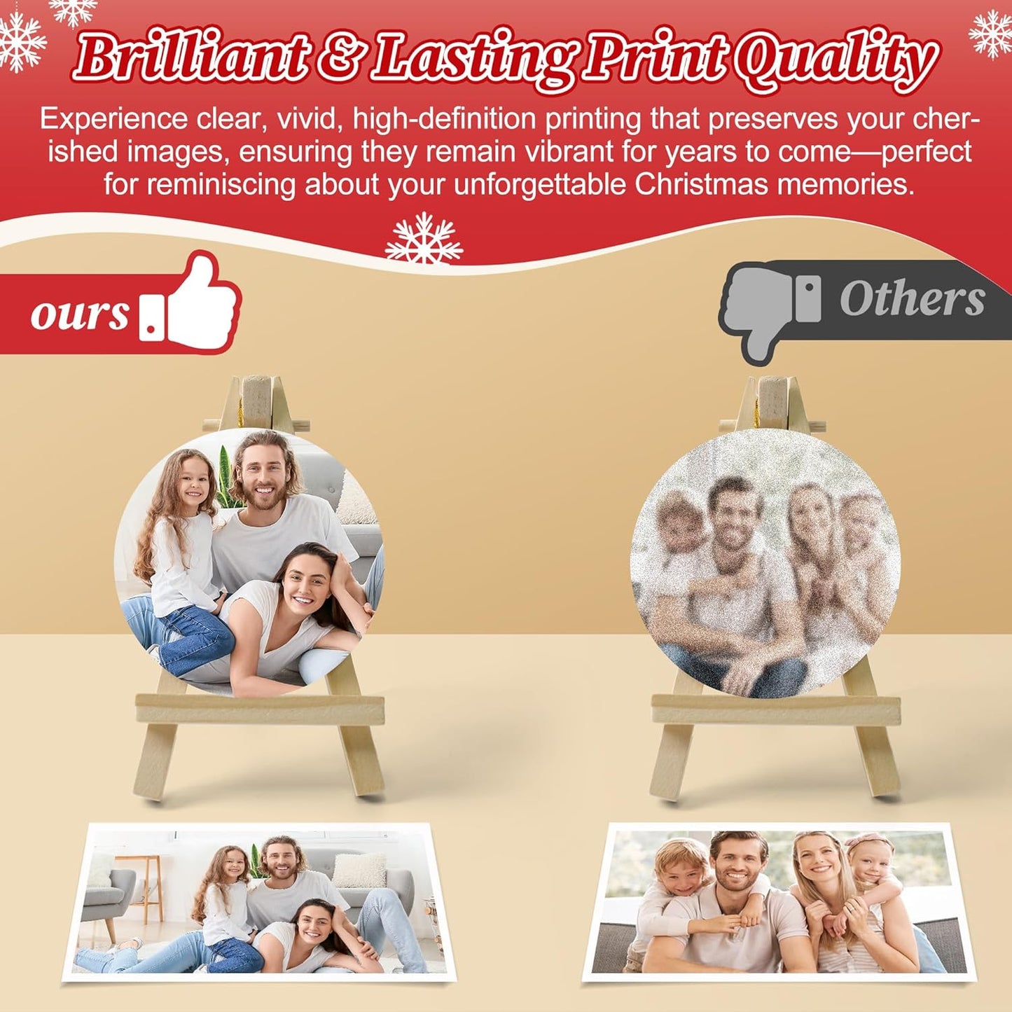 Double Sided Personalized Christmas Ornaments with Photo Custom Christmas Ornament 2025 Customized Xmas Wreath Ornaments for Family Friend Dog Gift - Ceramic, Glass, Wood, Acrylic Materials