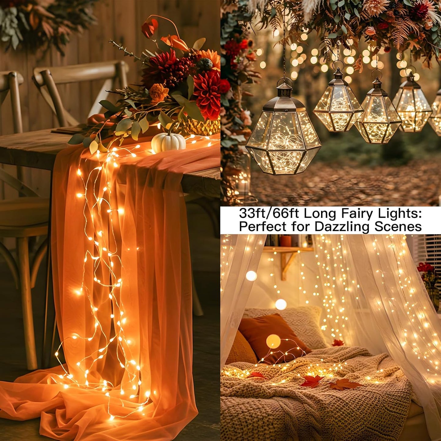 suddus 66ft 200 LED Outdoor String Lights, Warm White Christmas Fairy Light Battery Operated with Remote, Led Twinkle Lights for Bedroom, Dorm, Patio, Tapestry, Backyard, Garden, Xmas, Party, Indoor