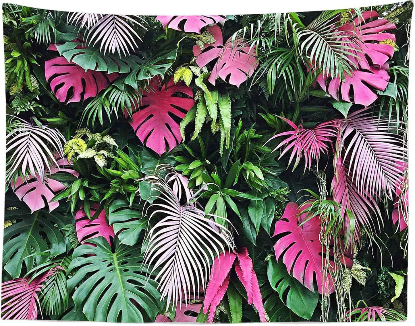 BELECO Tropical Leaves Tapestry Wall Hanging 80x60 Inch Pink and Green Leaves Tapestry Palm Tree Leaves Summer Tropical Leaf Wall Tapestry Jungle Plant Wall Tapestries for Bedroom Living Room Dorm