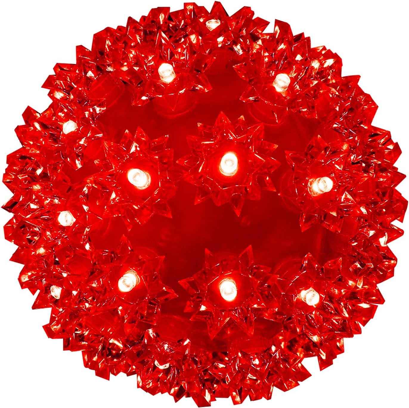 Christmas Lighted Ball 5.5" Outdoor Hanging Sphere Lights Orb 50 LED Red Starlight Sphere for Tree, Porch, Gazebo, Bedroom Decorations