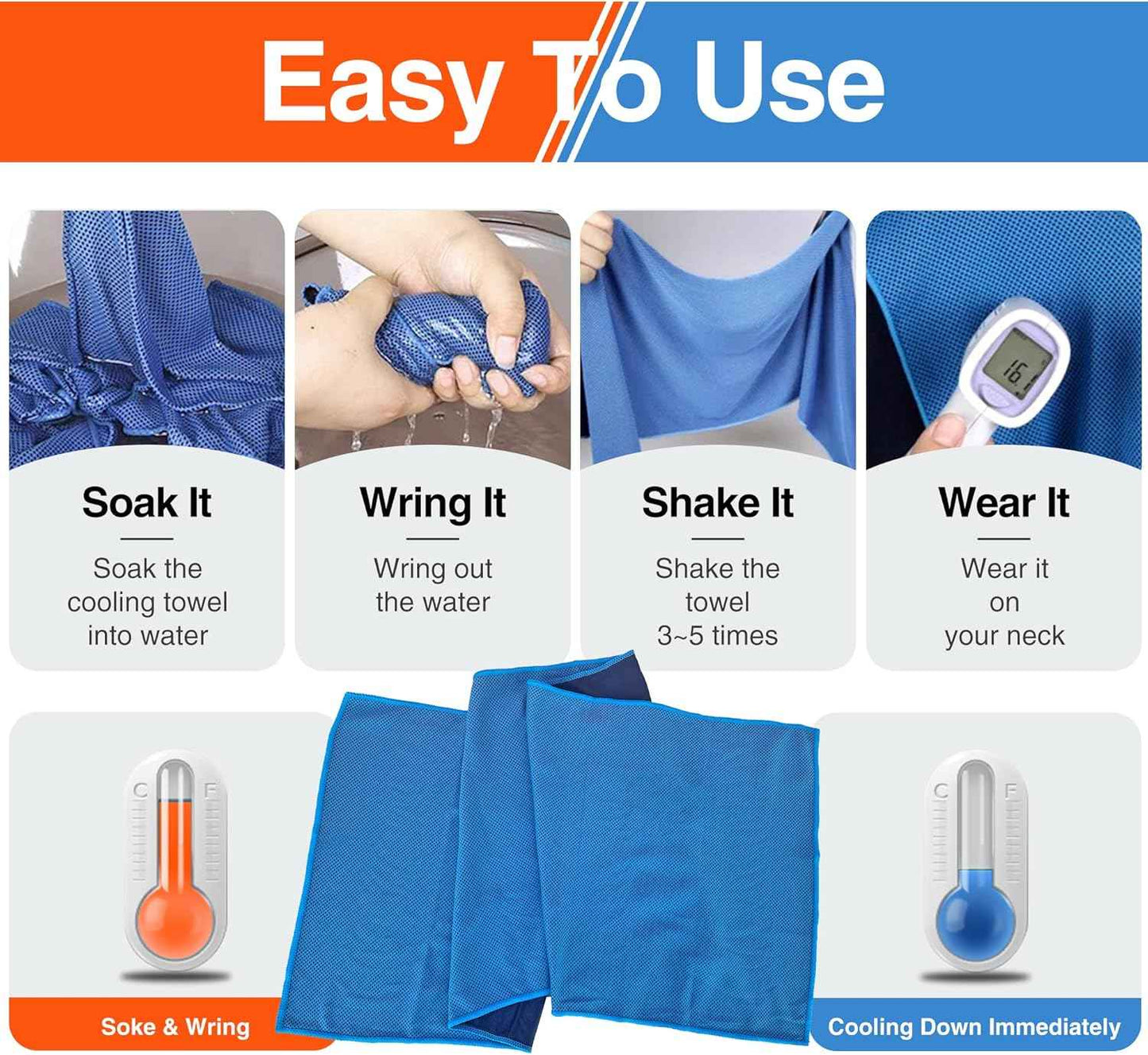 4Monster Cooling Towel for Neck and Face,Microfiber Cold Towel for Hot Weather,Quick Dry Ice Chilly Towel Cooling Rags for Neck Stay Cold for Gym,Yoga,Sport,Running,Camping(40 x 12 inches)