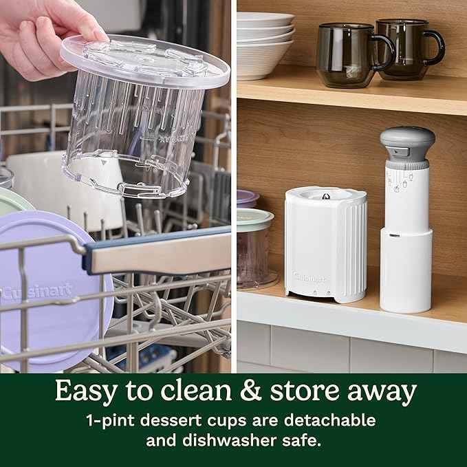 Cuisinart Ice Cream Maker – Cuisinart Fast Freeze MAX 5-in-1 Ice Cream, Milkshakes, Slushies, Sorbets and Mix-Ins, Freeze Wand, Two Large 1-Pint Mixing Cups with Lids, Easy to Clean, ICE-FD50